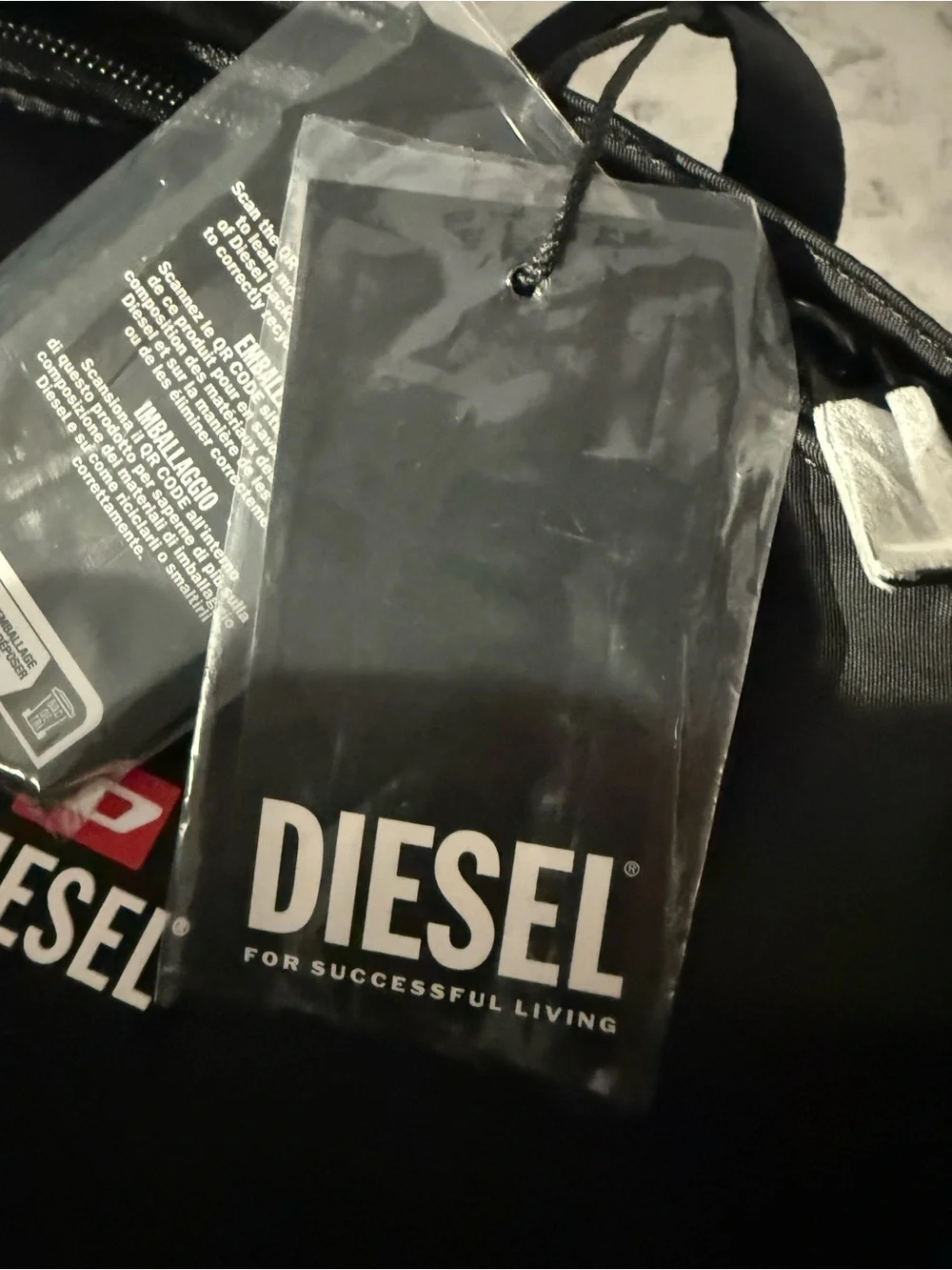 Diesel Black Nylon Backpack | Unisex Logo Backpack